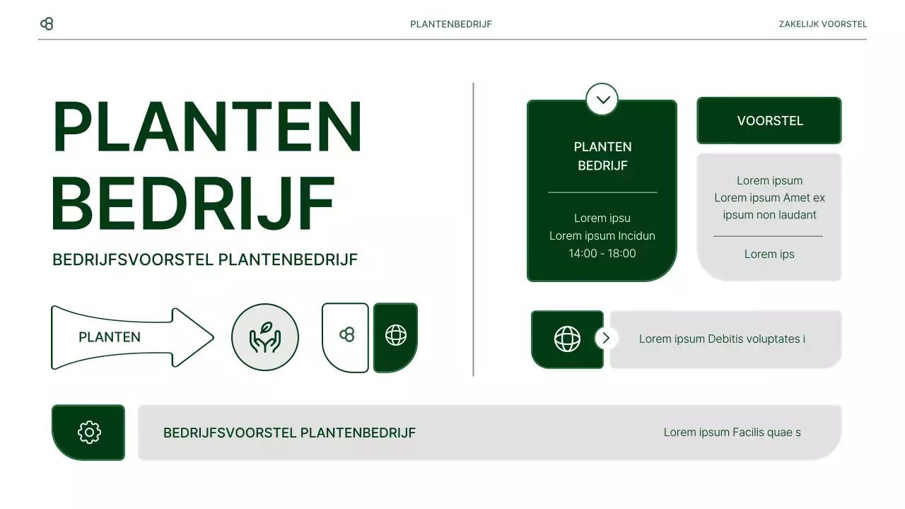 Zakelijk zakelijk voorstel in wit en groen natuurlijk bladconcept