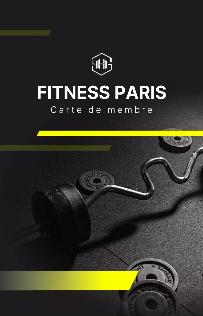 Carte de membre de fitness simple et nette en noir et jaune