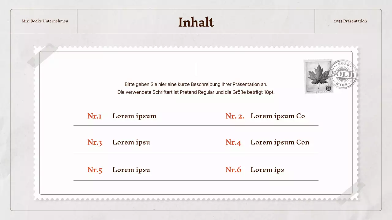 Ein klassisches Unternehmensprofil in Beige und Grau