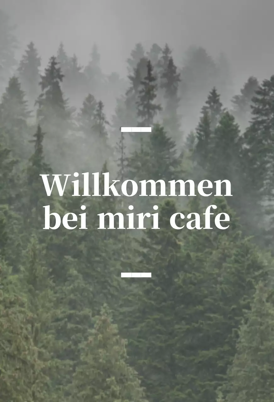 Englischsprachiges Cafe Balsa mit sentimentaler Beschilderung mit einem Foto eines Waldes.