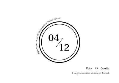 Busta cartolina invito matrimonio primavera calda con testo nero e illustrazione circolare