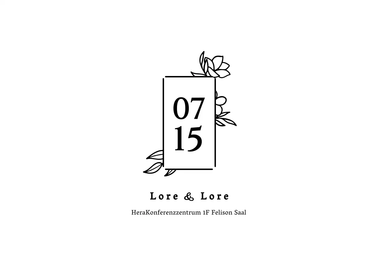 Hochzeitseinladung Postkarte Umschlag mit schwarzem Text und quadratische Blume Rahmen