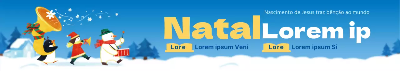 Estandarte de Natal da Escola Bíblica de Neve azul claro