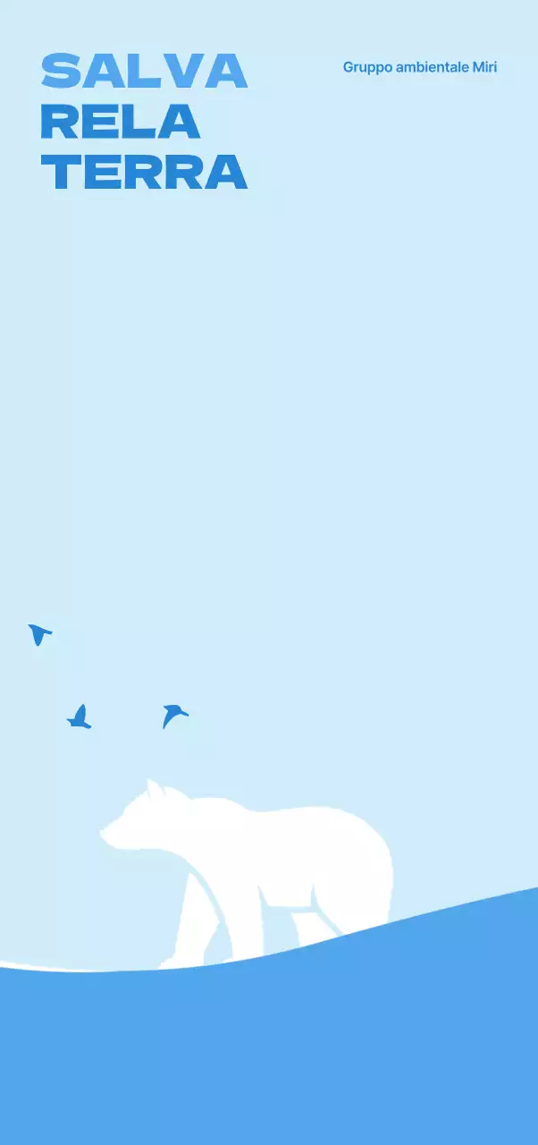 Un concetto pulito per un'organizzazione ambientalista con l'illustrazione di un orso polare in azzurro e blu.