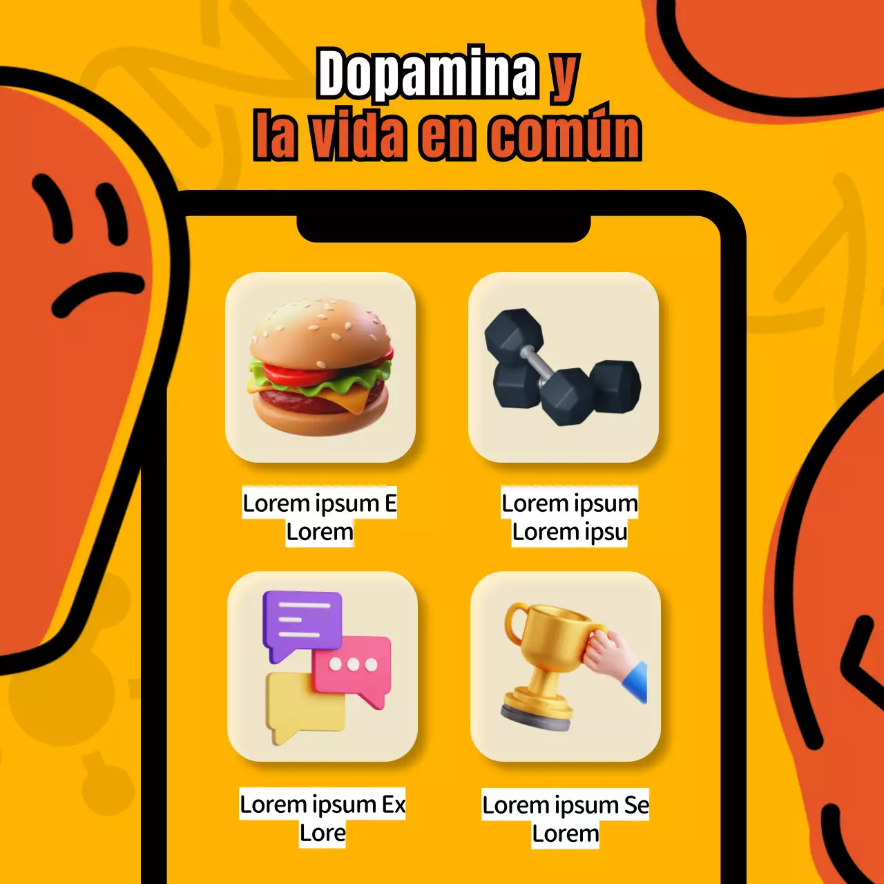 Diseñar un colorido marco ilustrado para el teléfonoPresentación de la dopamina