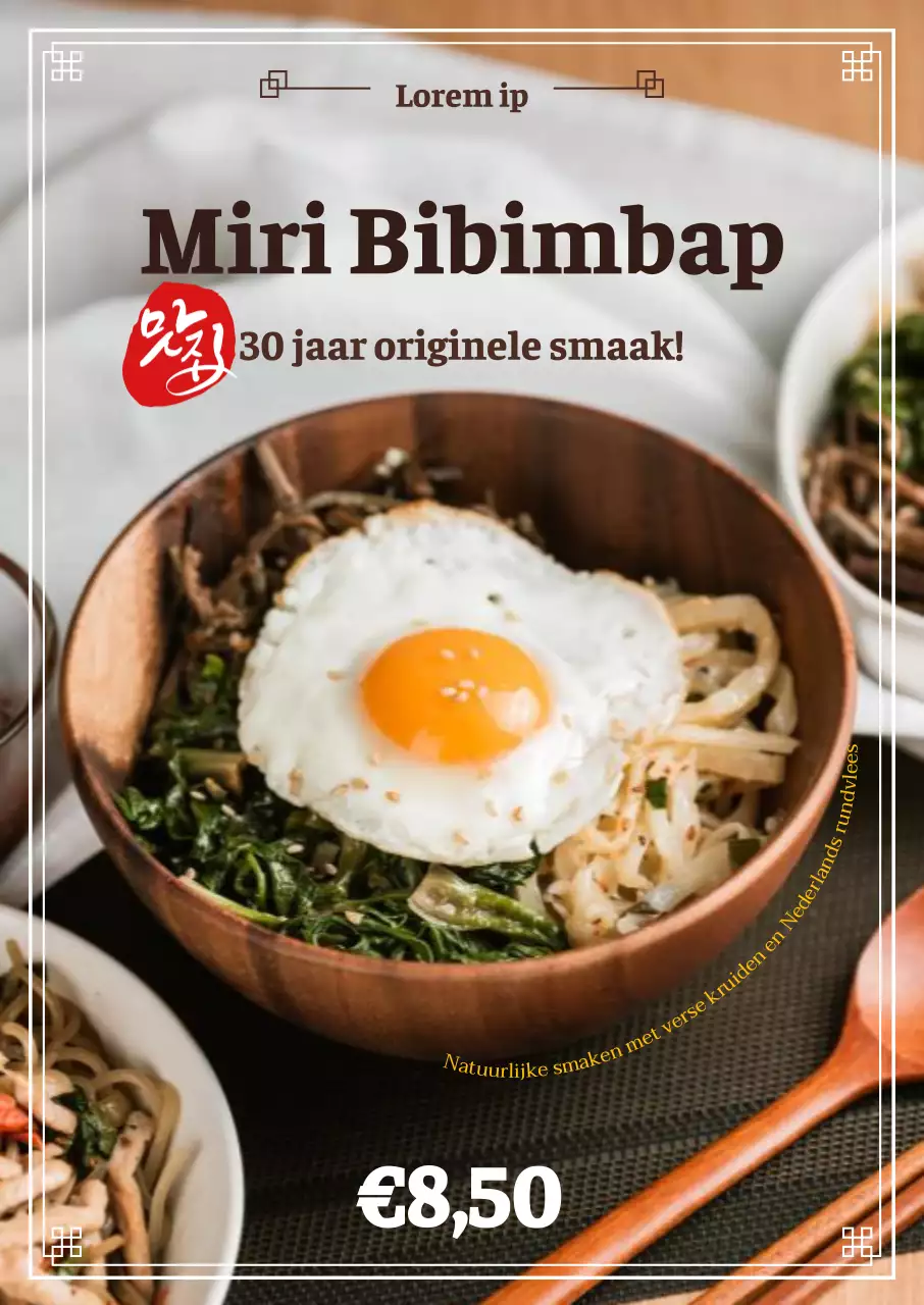 Menuopmaak bewerkt met traditionele kaders en sushifoto's