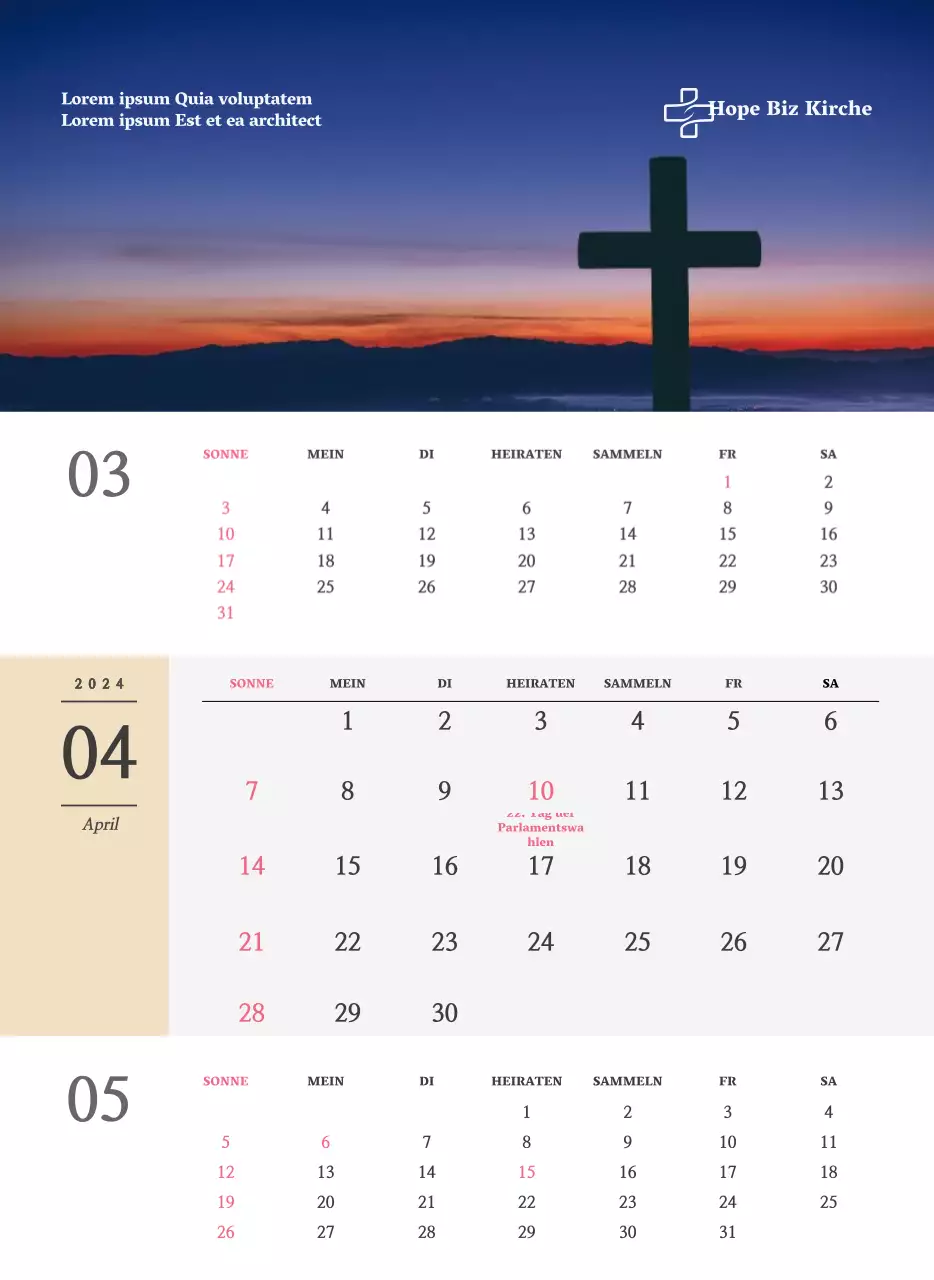 Einfaches Konzept Kirche Wandkalender in schwarz und weiß mit emotionalen religiösen Fotos