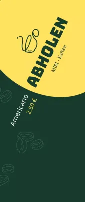 Einfaches Grün und Gelb zur Werbung für einen Kaffee zum Mitnehmen