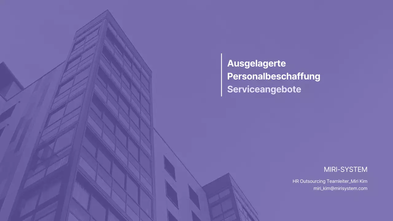 Ausgelagerte Personaldienstleistungen Vorschlag in Lila und Grau Business B2B Headhunting Personalbeschaffung Corporate Contingent Worker Dispatch