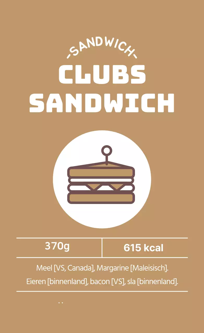 Beige geïllustreerd sandwich etiket