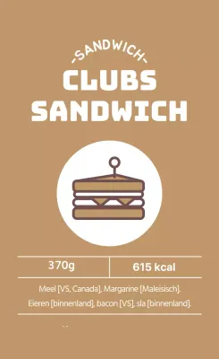 Beige geïllustreerd sandwich etiket