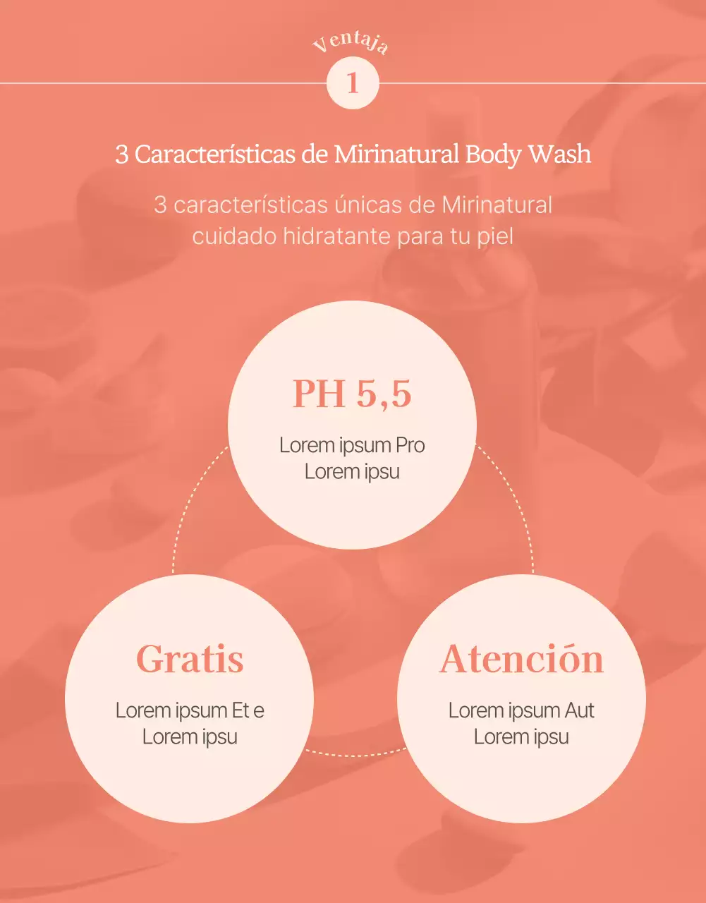 Promociona un gel de baño con una ilustración de una flor rosa