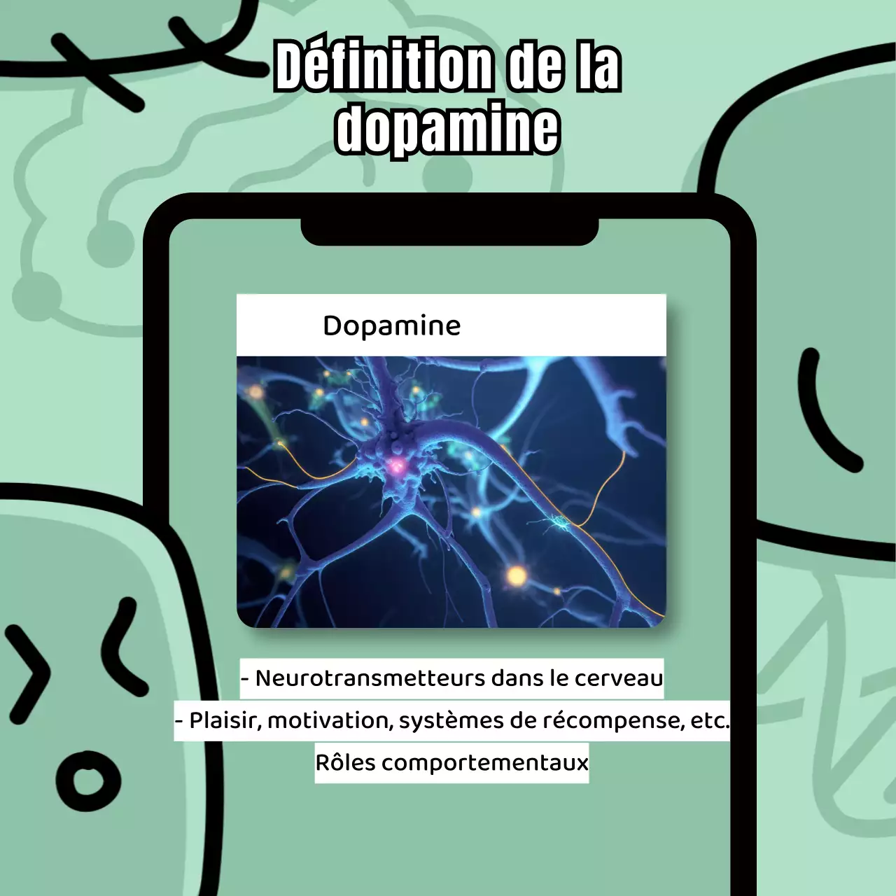 Concevoir un cadre de téléphone coloré et illustréIntroduction à la dopamine