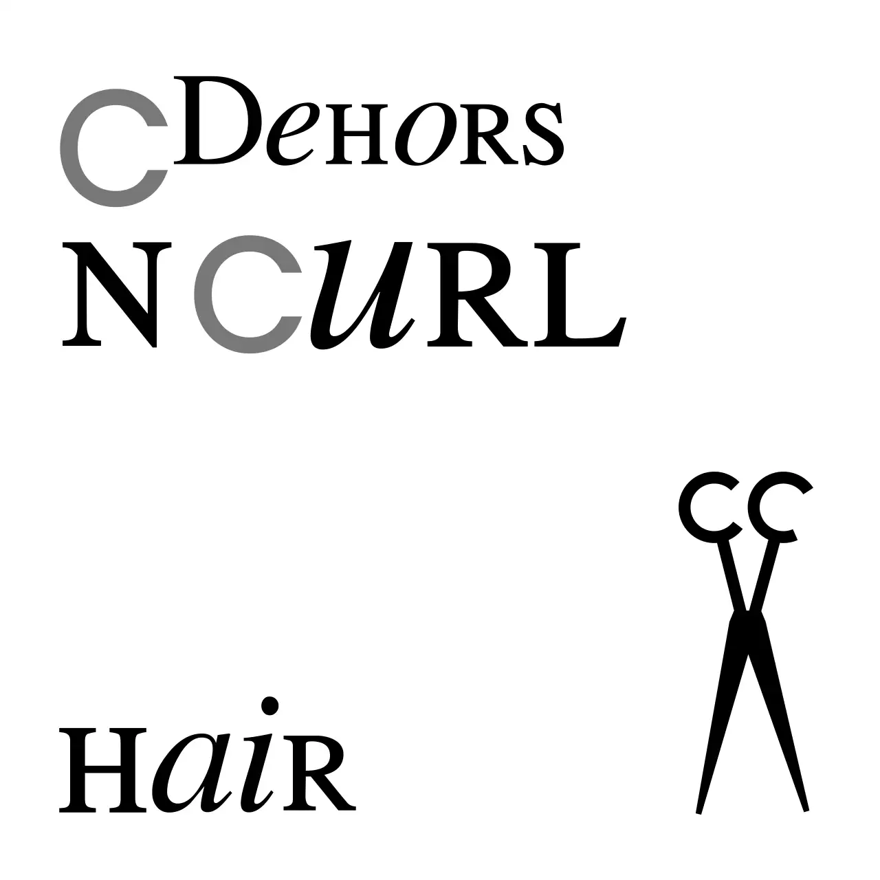 Enseigne de magasin d'aspect classique avec un texte en blanc et noir sur le salon de coiffure et une illustration de ciseaux.