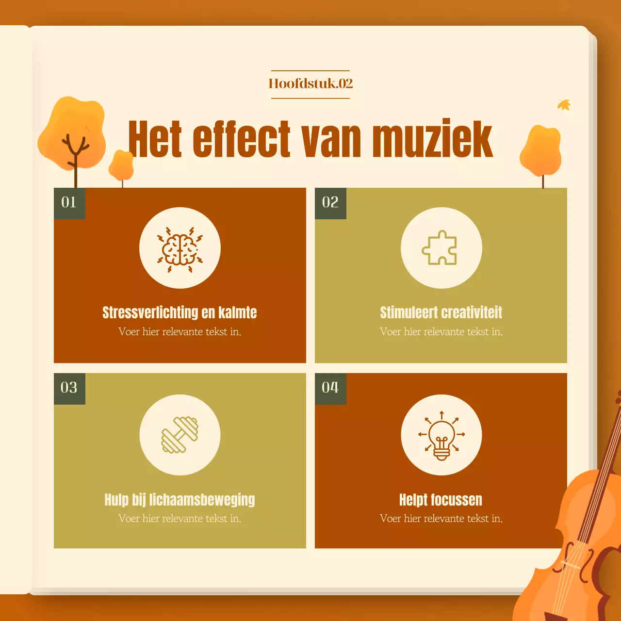 Het emotionele effect van herfstmuziek in een kaki en oranje combinatie