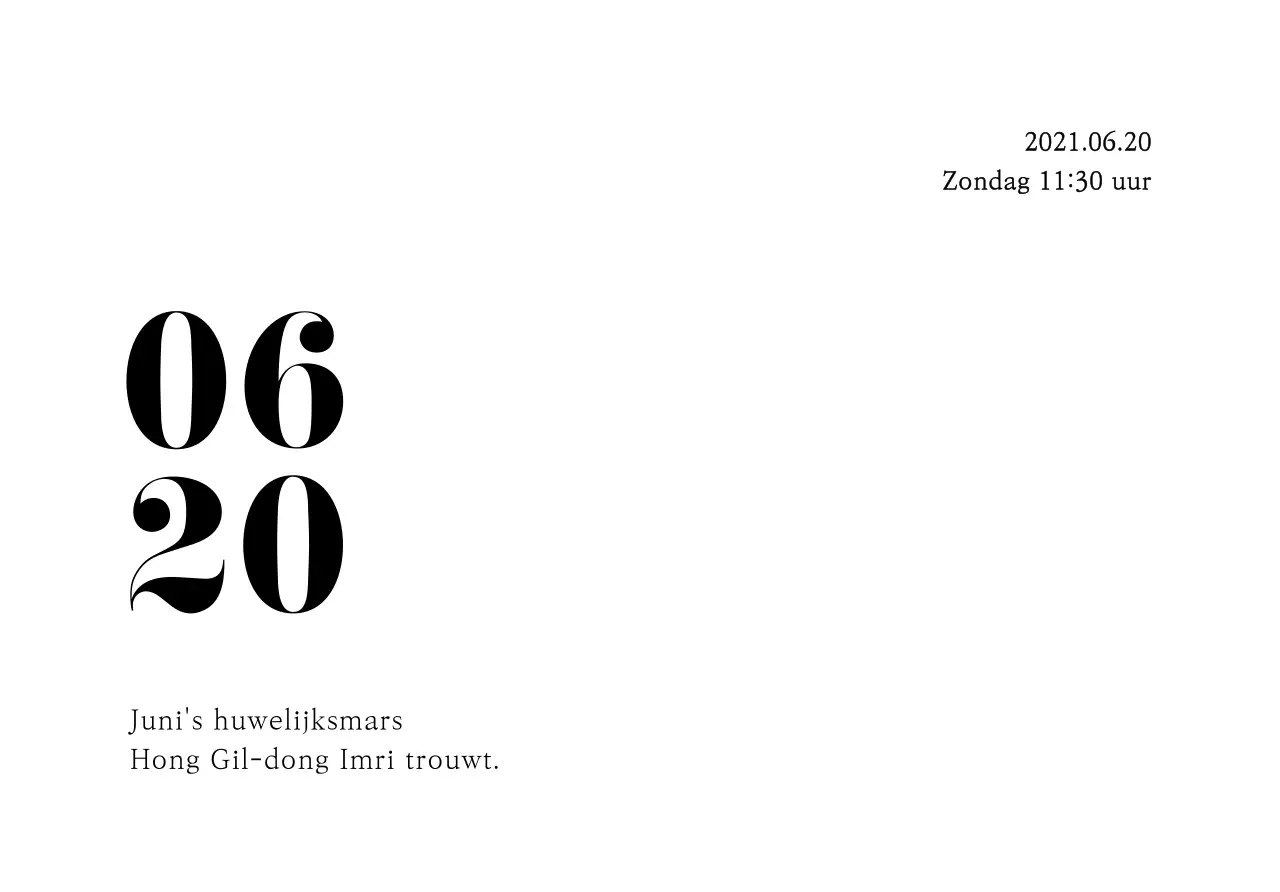 Enveloppe uitnodiging trouwkaart juni met zwarte tekst