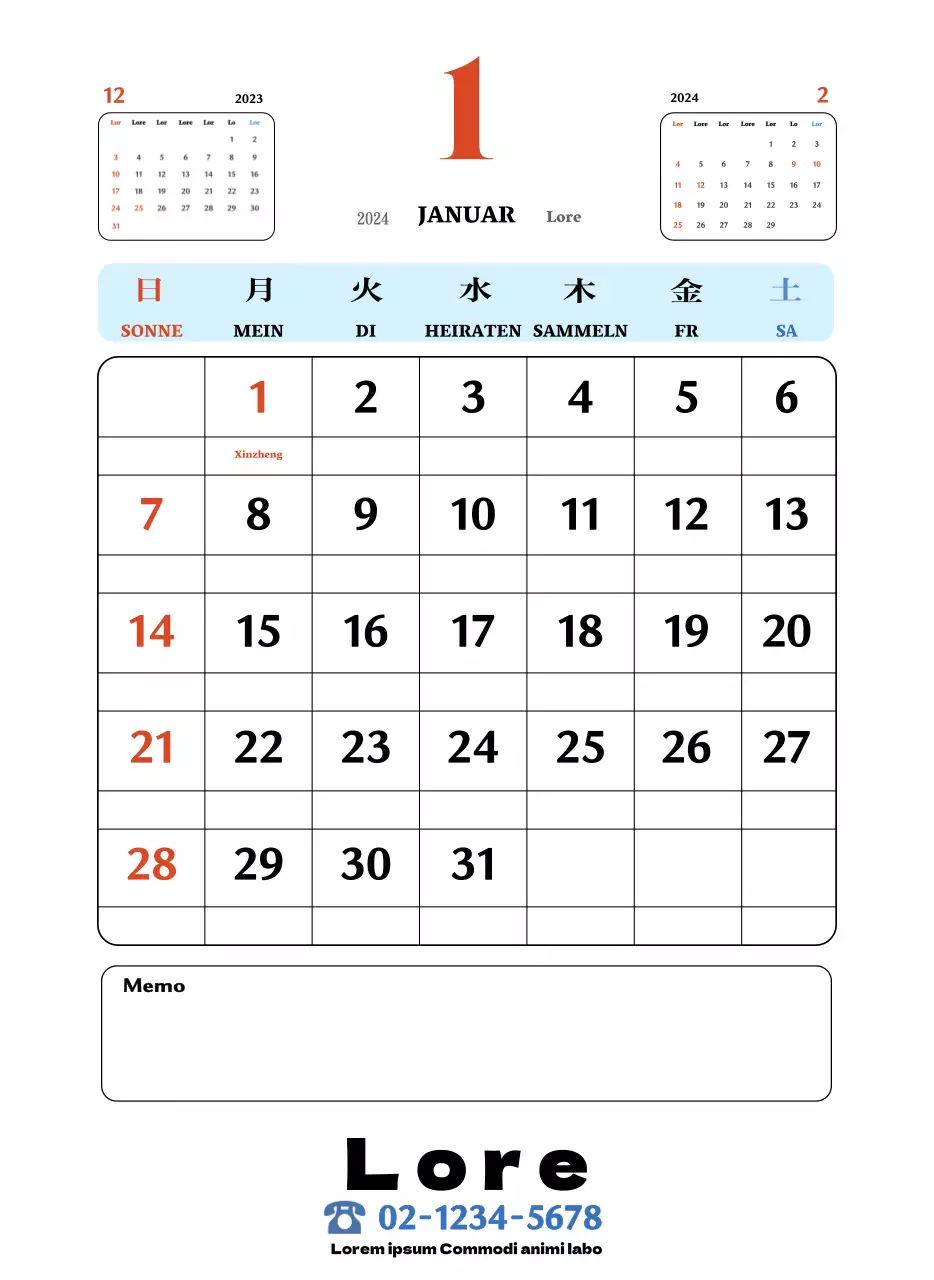 Rote und blaue Retro-Untersetzer Erinnerungskalender