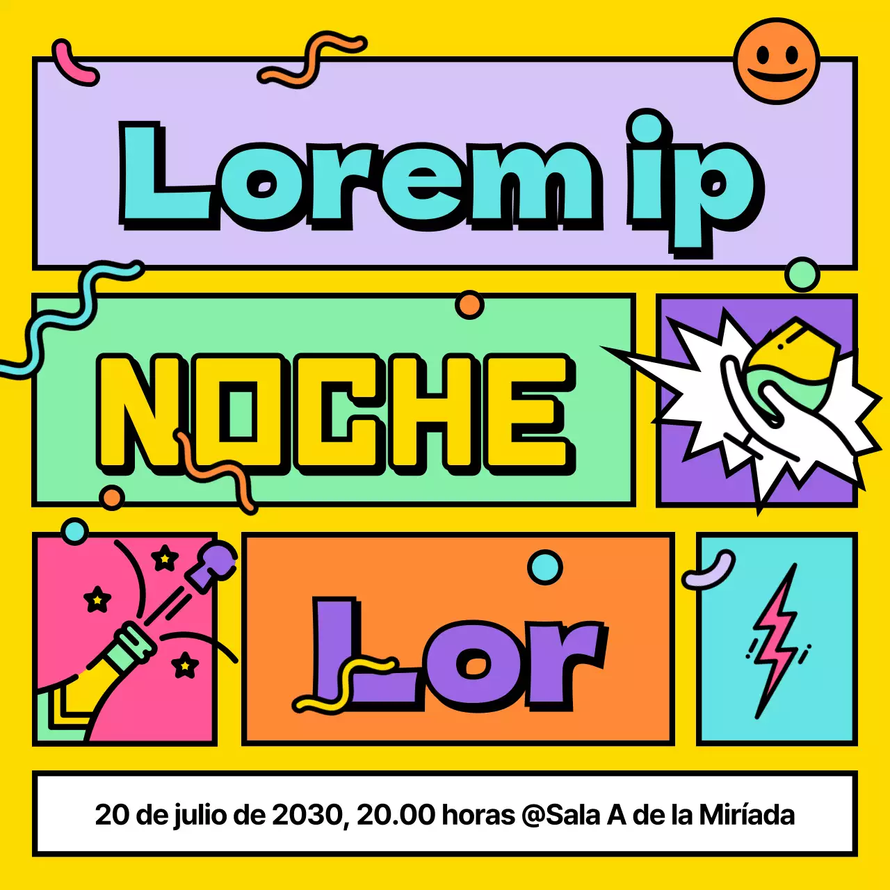 Alertas de fiestas pop-art kitsch