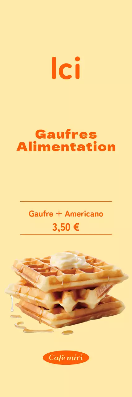 Promouvoir un menu de gaufres propre avec des accents orange sur un fond jaune