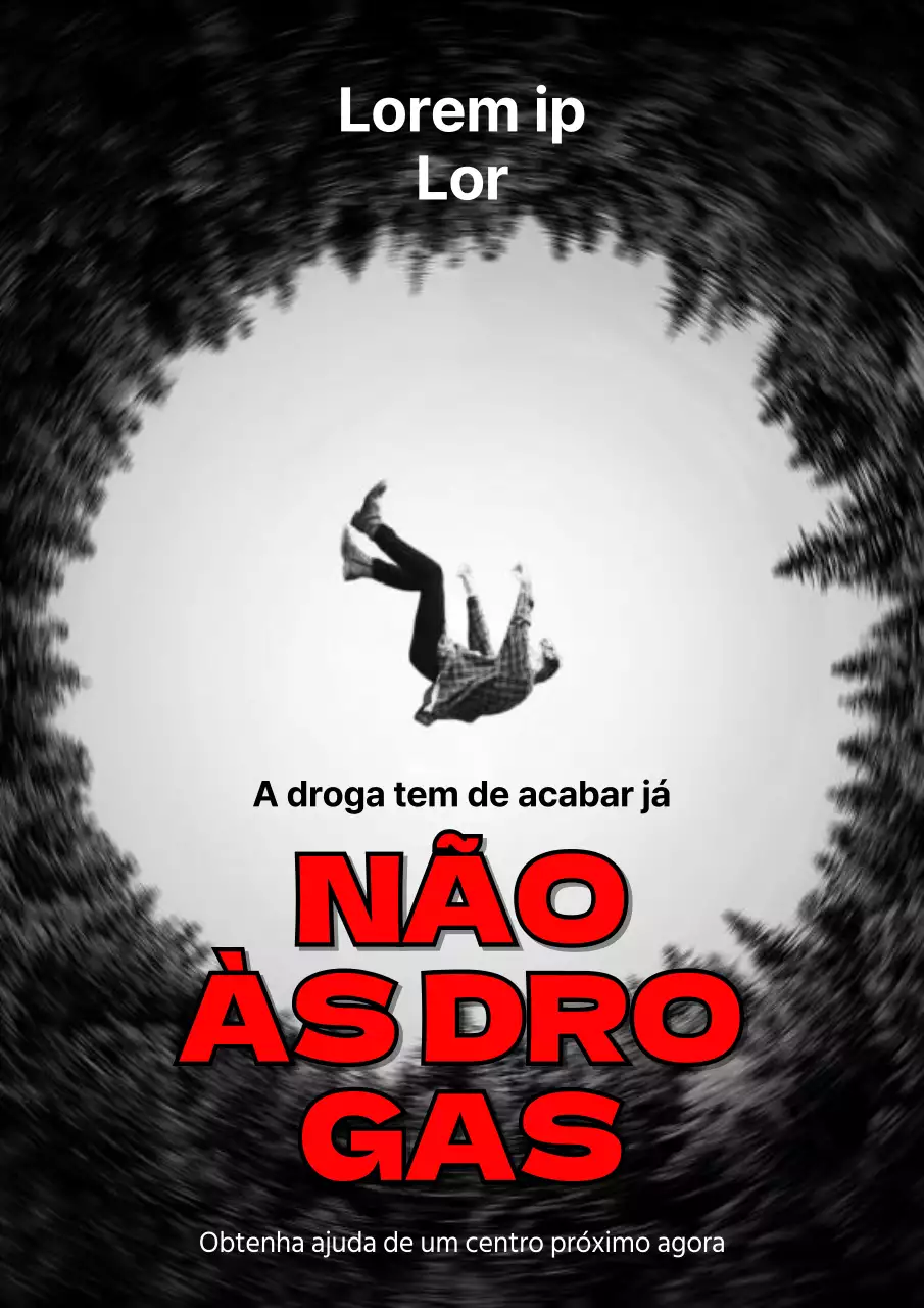 Um simples anúncio de campanha antidroga a preto, branco e vermelho