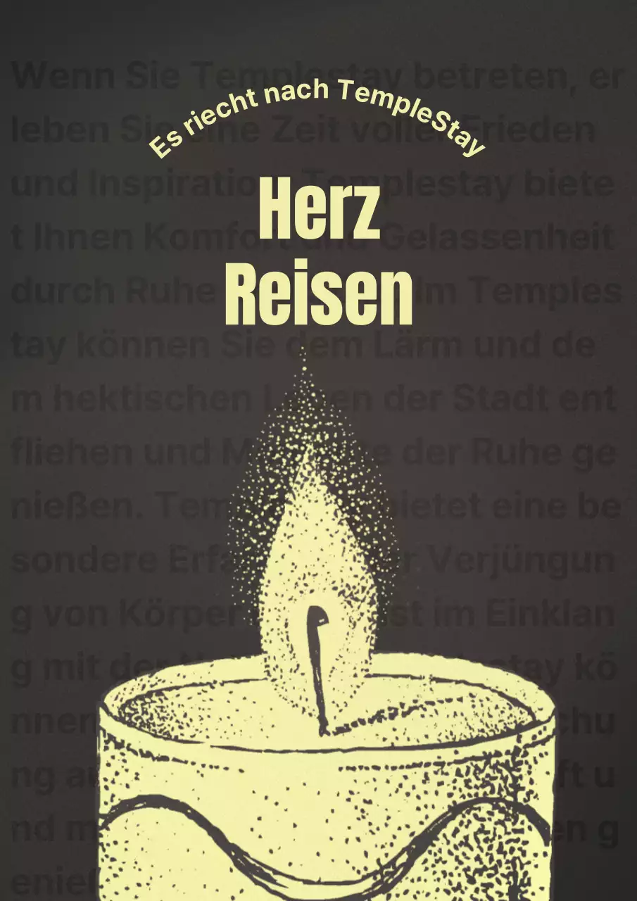 Kerzenillusionen und handgeschriebene Tempelaufenthaltsreisen in Braun und Textmustern