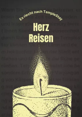 Kerzenillusionen und handgeschriebene Tempelaufenthaltsreisen in Braun und Textmustern