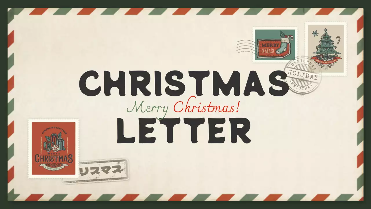 ベージュ レトロ クリスマス 手紙 プレゼンテーション