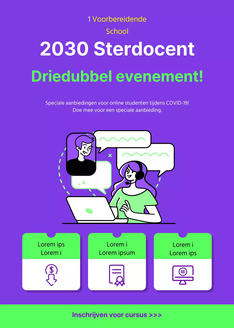 Cursus kortingen in paars-groen