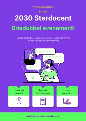 Cursus kortingen in paars-groen