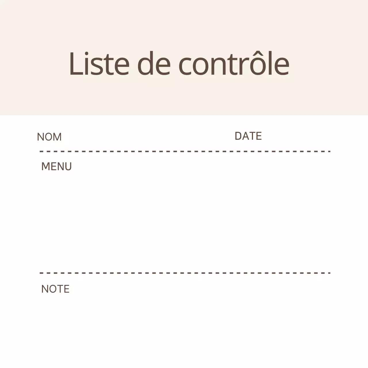 Liste de contrôle simple pour les lignes beiges