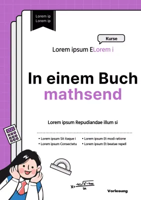 Lila, niedliche Illustration eines Buchdeckels mit einer besonderen Frage