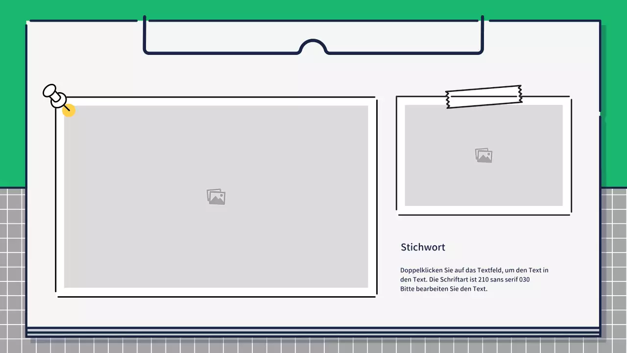 Präsentation zur Gestaltung von niedlichen, einfachen Symbolen in Grün und Gelb