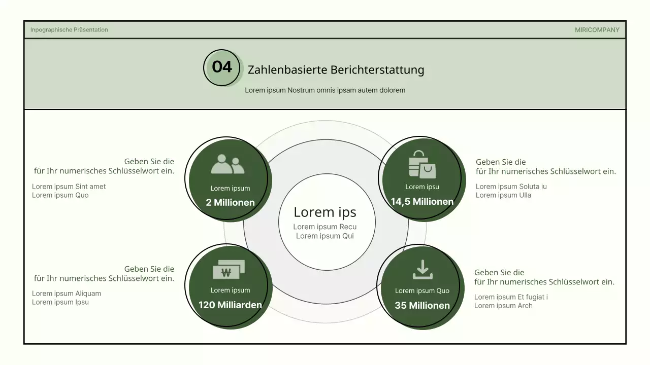Einfache Formen in grün und beige Business-Infografik Präsentation