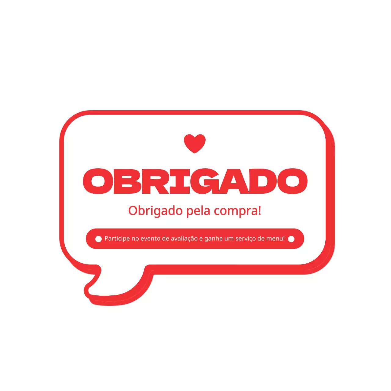 Conceito giro de balão de fala em vermelho e branco para agradecimentos