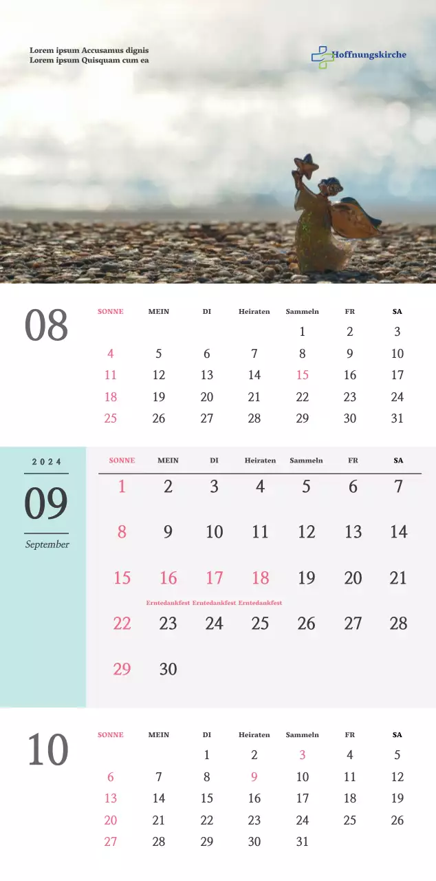 Einfaches Konzept Kirche Wandkalender in schwarz und weiß mit emotionalen religiösen Fotos