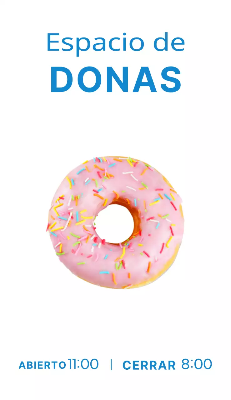 Un cartel sencillo y colorido con texto y fotos sobre un evento de venta de donuts.