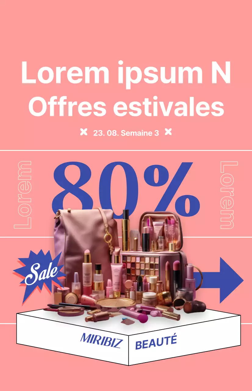 Drapeau de promotion des cosmétiques sur fond rose