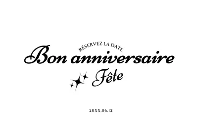 Enveloppe de carte postale d'anniversaire simple avec texte noir et illustration d'étoile