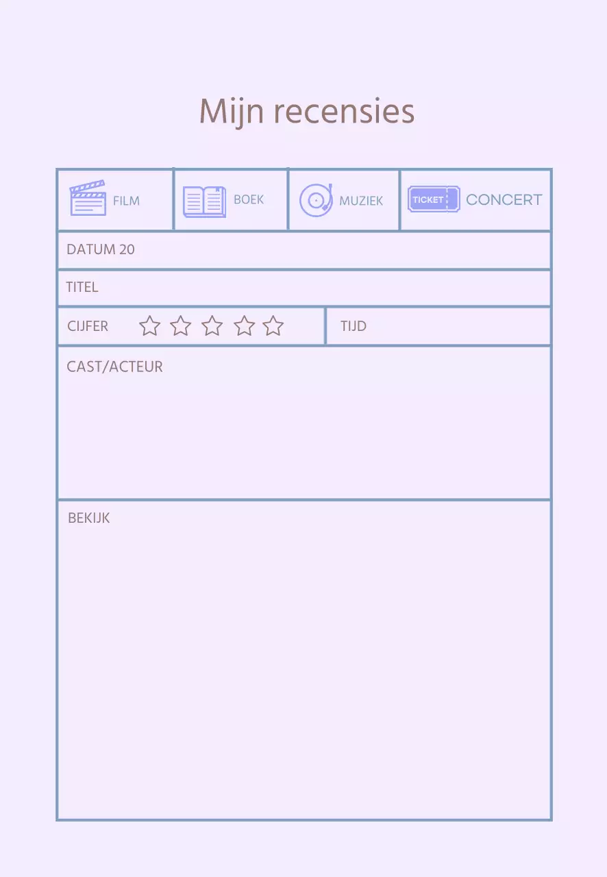 Paars pictogram Eenvoudig beoordelingsdagboek