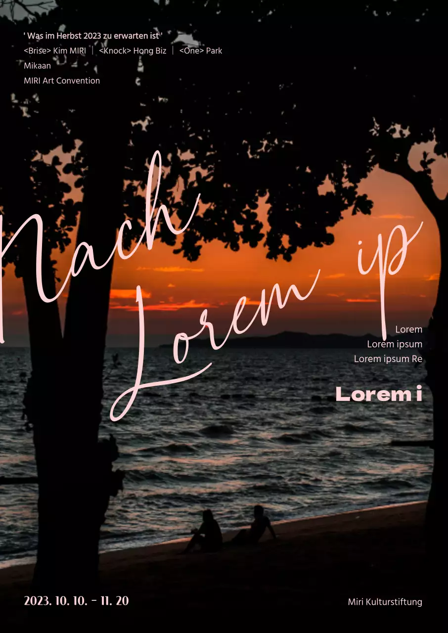 Förderung einer Theateraufführung vor der Kulisse des Sonnenuntergangs am Meer