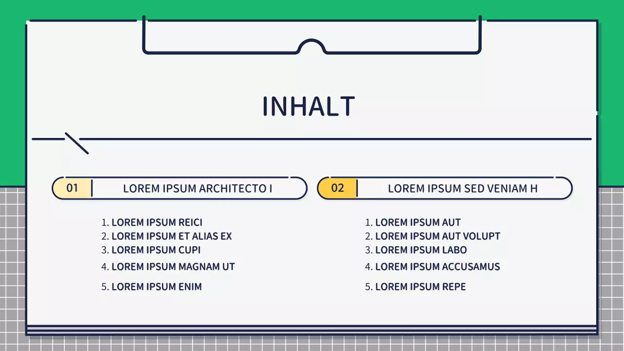Präsentation zur Gestaltung von niedlichen, einfachen Symbolen in Grün und Gelb