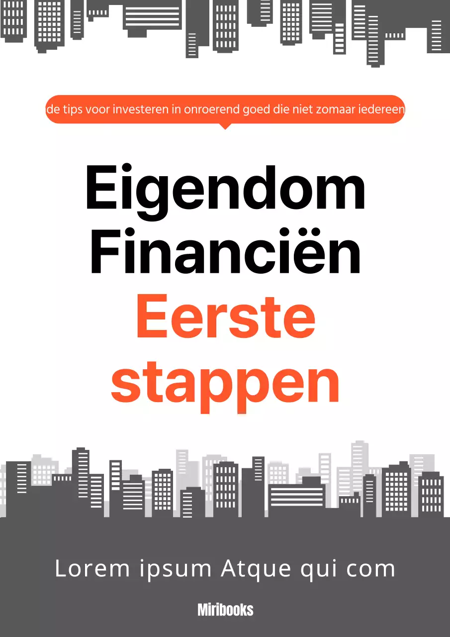 Een eenvoudige grijze en oranje boekomslag voor onroerend goed