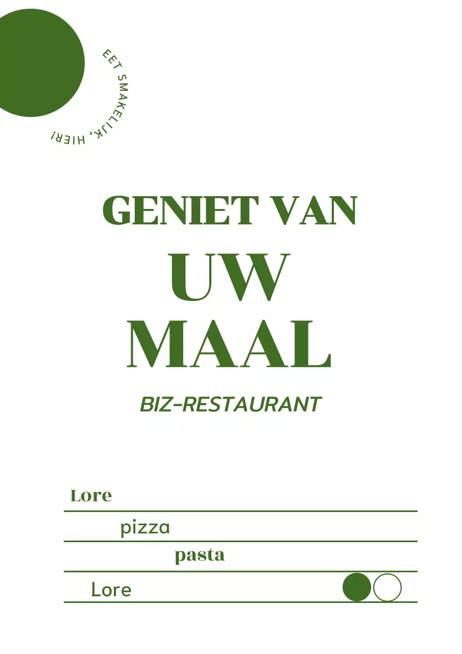 Verticale binnensticker met menu's boven de regel