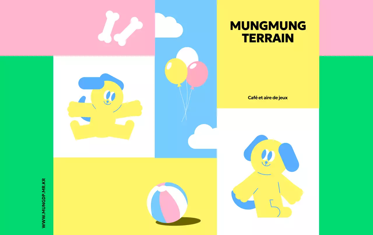 Promouvoir le terrain de jeu de votre chien grâce à des illustrations mignonnes et des couleurs vives