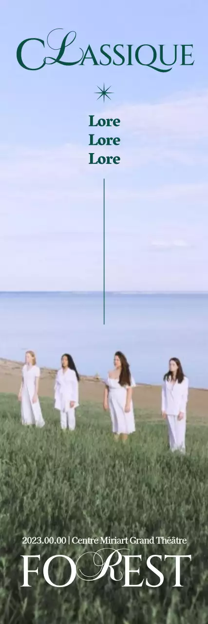 Performance pointilliste quasi-classique avec des photos statiques de champs luxuriants et des polices de caractères élégantes.