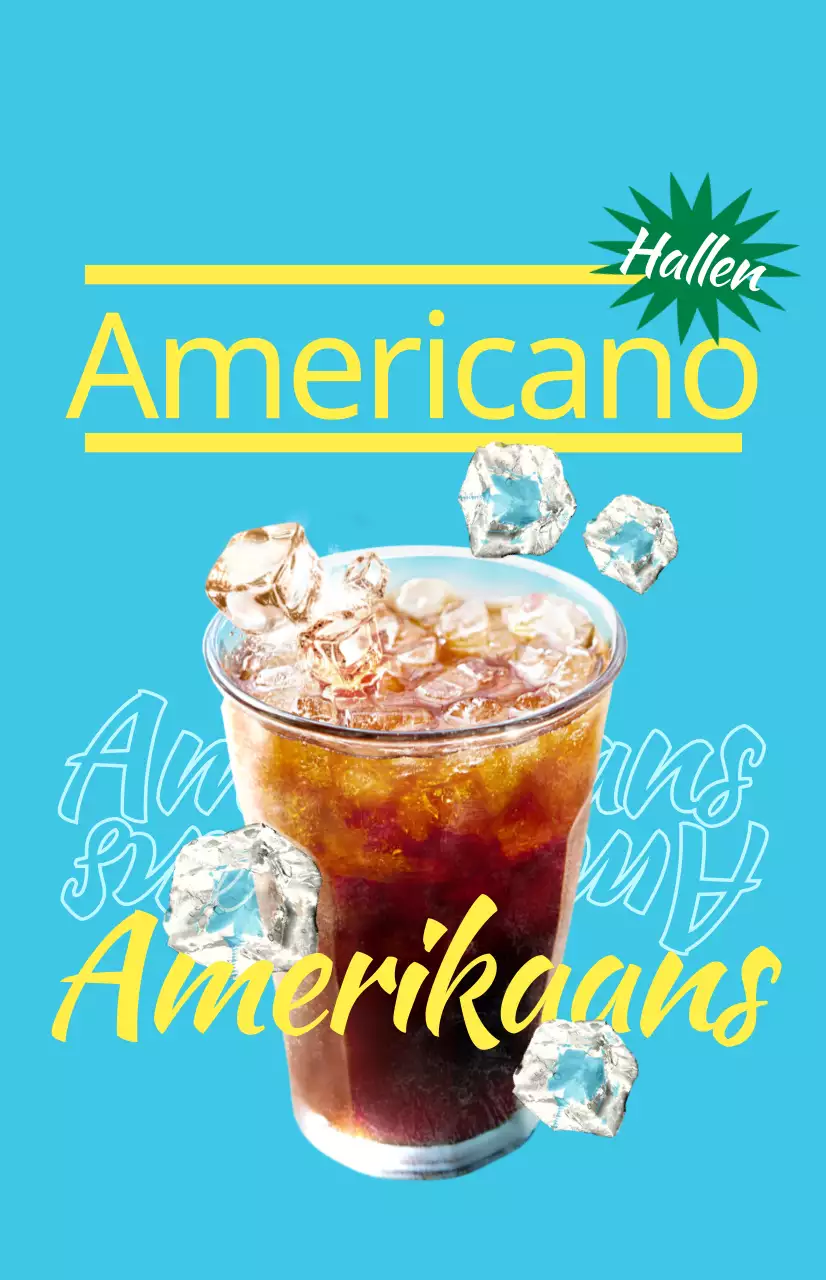 Promoot het menu van je café met kleurrijke geïllustreerde afbeeldingen van drankjes en tekst