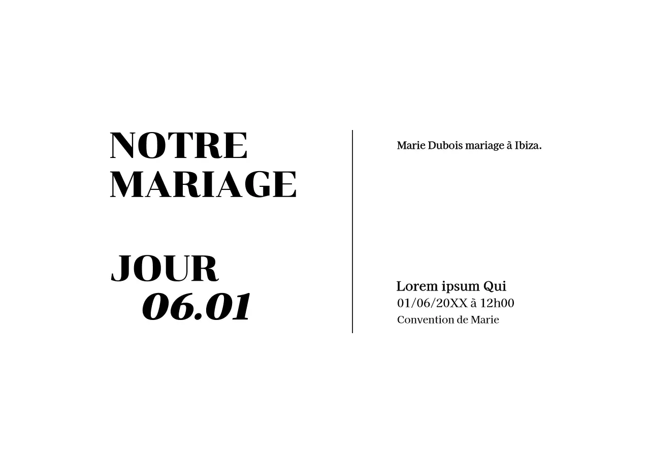 Enveloppe pour carte postale d'invitation au mariage avec texte noir