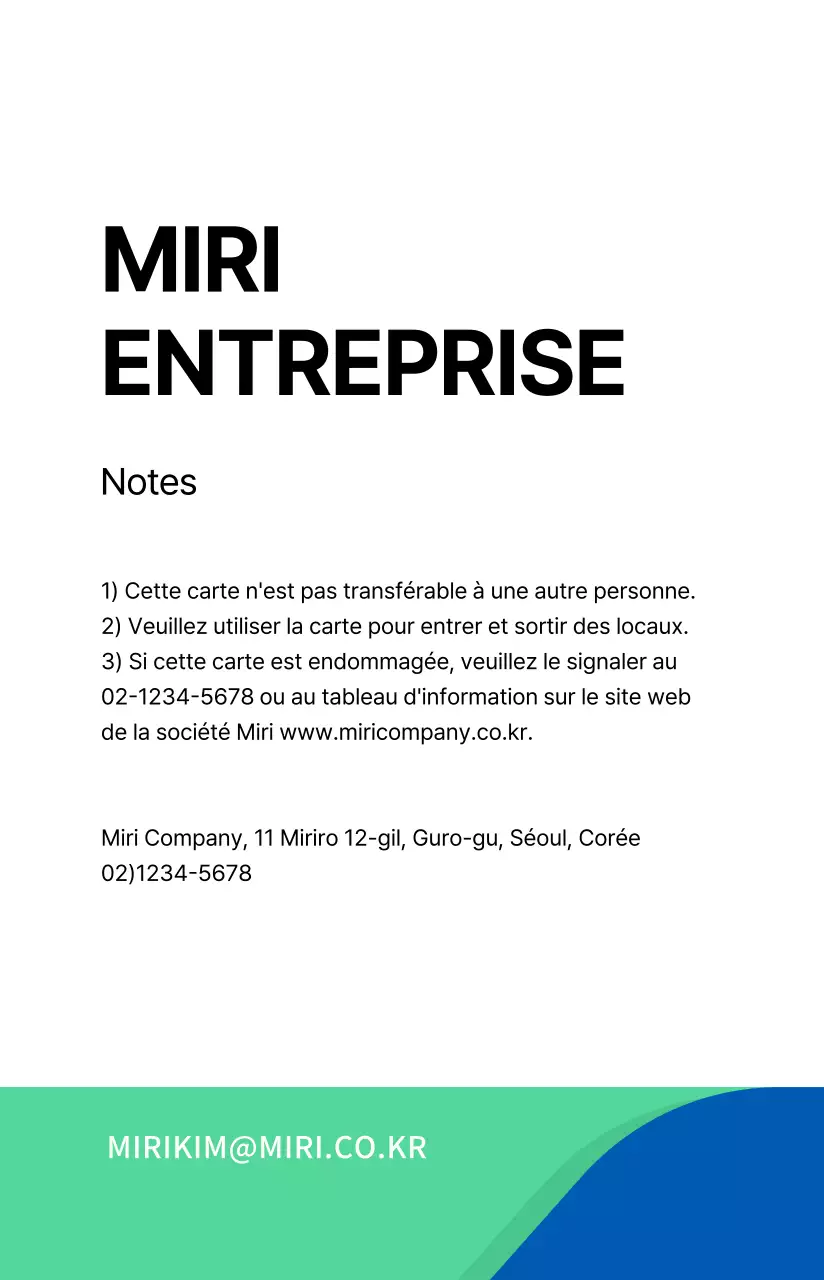 Carte d'entreprise cyan