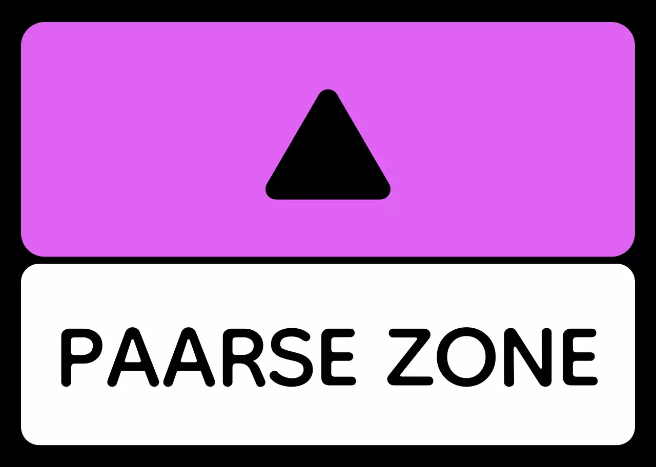 Een eenvoudige zonegids met groene blauwe paarse locatietekst en driehoekige vierkante geometrie