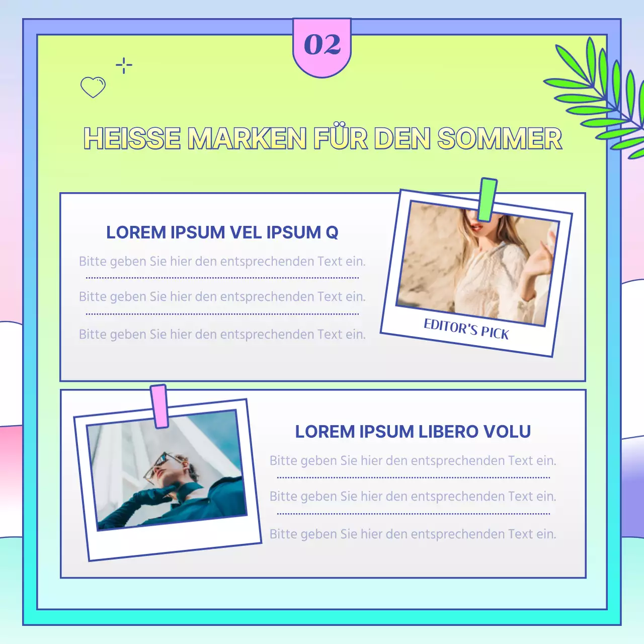 Tropisch gelbe und hellblaue Ankündigung der Sommerpromotion im Einkaufszentrum